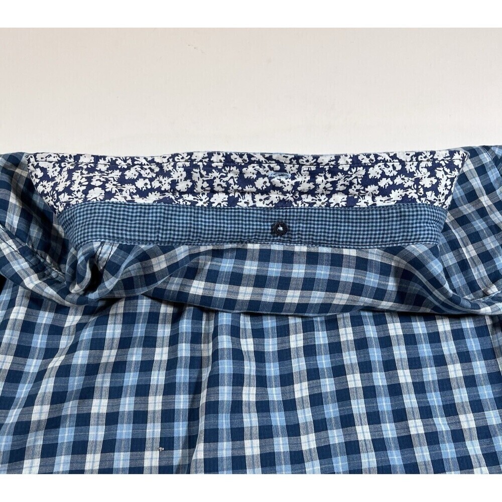 Tommy Bahama 100% Cotton Blue White Plaid Long Sleeve Button Down Shirt Men's XL - Picture 10 of 10